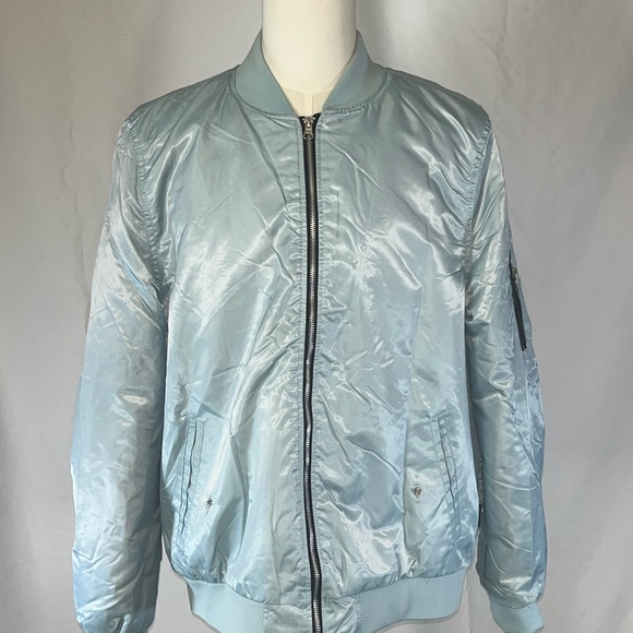 Men's Powder Blue Brooklyn Cloth Bomber Jacket - Picture 1 of 10